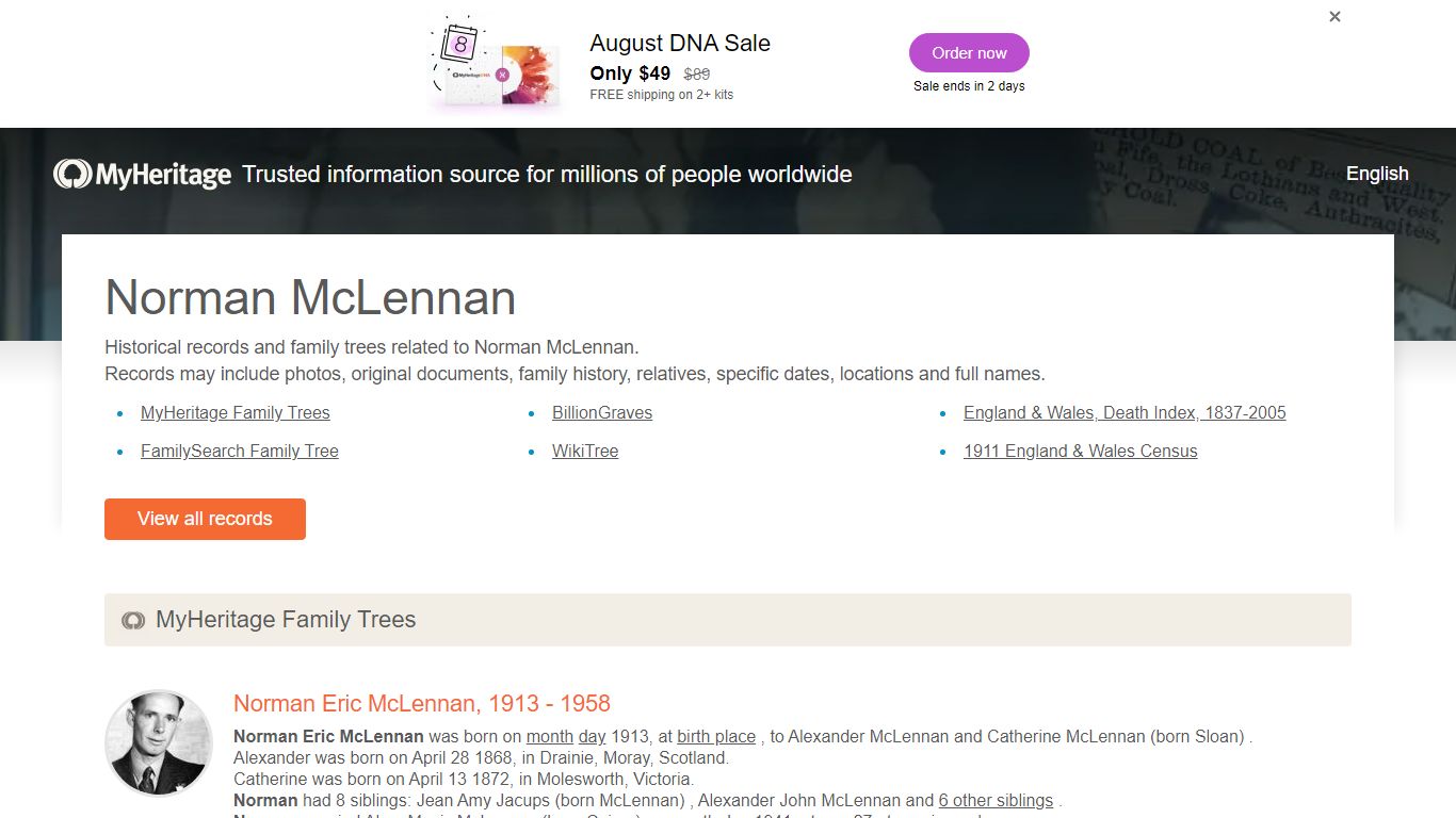 Norman McLennan - Historical records and family trees ...