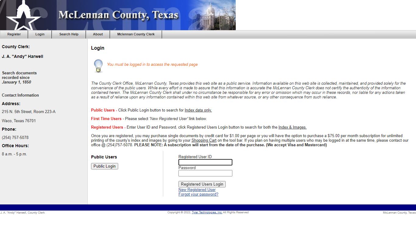 McLennan County - Login - County Government Records